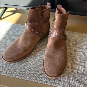 Kork-Ease Brown Suede Boots with Studded Straps Sz 6 1/2